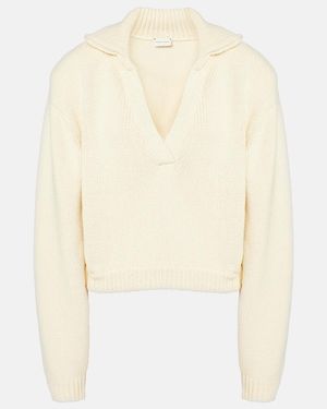 Magda Butrym Cropped Cotton-Blend Polo Jumper - White