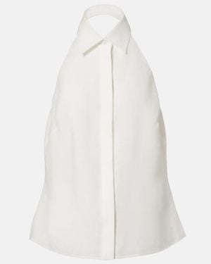 Ralph Lauren Eldred Halterneck Linen Top - White