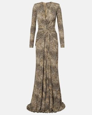 Elie Saab Animalier Printed Jersey Gown - Natural