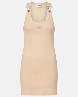 Jean Paul Gaultier Ribbed-Knit Cotton Minidress - Natural