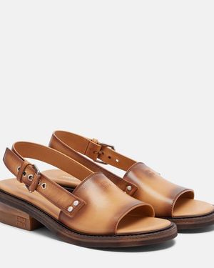 Miu Miu Slingback-Sandalen Aus Leder - Braun