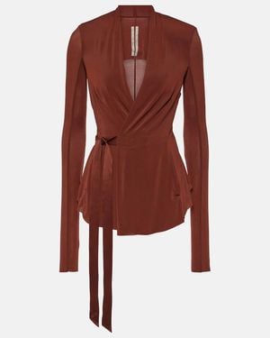 Rick Owens Hollywood Cupro-Blend Wrap Jacket - Red