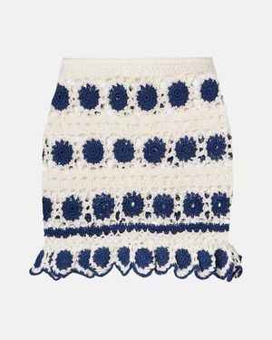 Anna Kosturova Bouquette Crochet Cotton Miniskirt - Blue