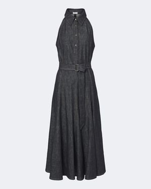 Brunello Cucinelli Monilli Belted Denim Polo Dress - Black