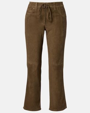 Isabel Marant Suede Straight-Leg Trousers - Brown