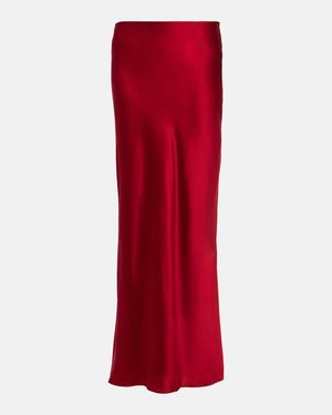 The Sei Silk Satin Maxi Skirt - Red