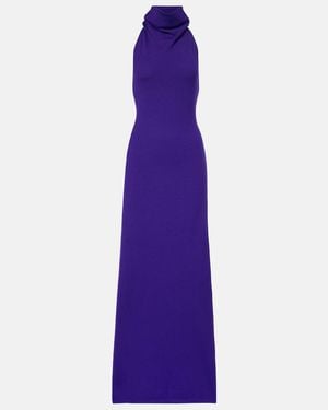 Tom Ford Halterneck Cashmere-Blend Gown - Purple