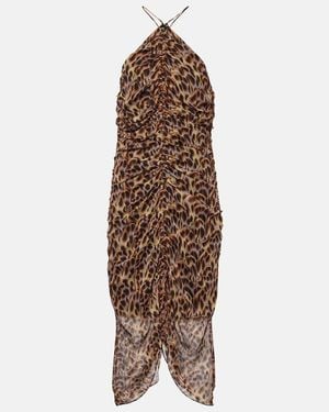 Isabel Marant Valdi Printed Halterneck Midi Dress - Brown