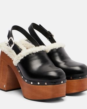 Jimmy Choo Alida 135 Leather Platform Clogs - Black