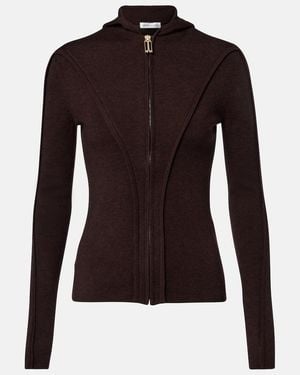 Victoria Beckham Wool-Blend Jersey Zip-Up Hoodie - Black