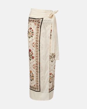 Agua Bendita Floral Cotton And Silk Beach Cover-Up - Natural