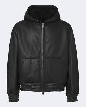 Arma Malen Hooded Leather Jacket - Black