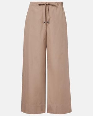 Max Mara Auero Cotton Poplin Wide-Leg Pants - Natural