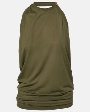 Balenciaga Draped Cotton-Blend Top - Green