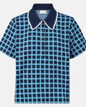The Upside Clubhouse Dom Checked Cotton Polo Shirt - Blue
