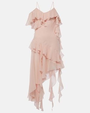 Blumarine Ruffled Silk Georgette Minidress - Pink
