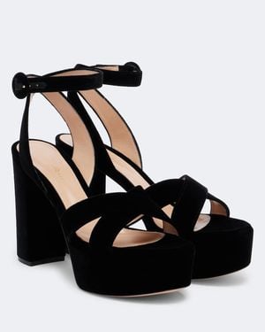 Gianvito Rossi Sabrina Velvet Platform Sandals - Black