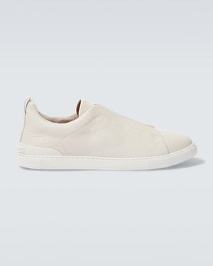 ZEGNA Deerskin Triple Stitchtm Trainers - Natural