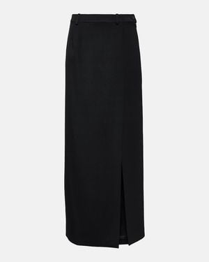 Balenciaga Side-Slit Wool Twill Maxi Skirt - Black