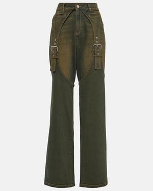 Blumarine Embellished Buckle Boyfriend Jeans - Green