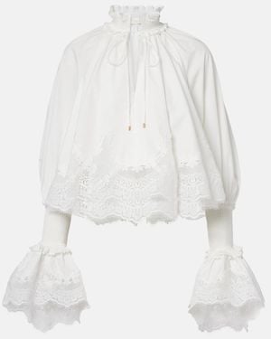 Zimmermann Bluse Alchemy Aus Baumwolle Mit Spitze - Weiß