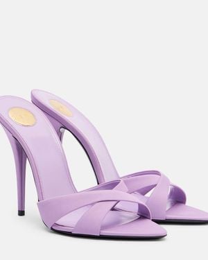 Saint Laurent Kirat 110 Crepe Satin Mules - Purple