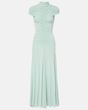 Alaïa Vestido Largo De Jersey Fruncido - Verde