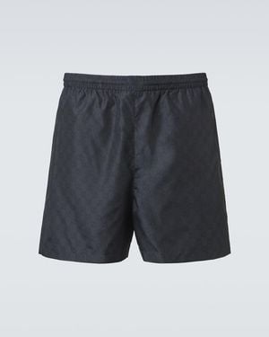 Gucci Badeshorts Gg Aus Popeline - Blau