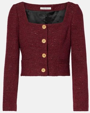 Alessandra Rich Sequined Tweed Jacket - Red