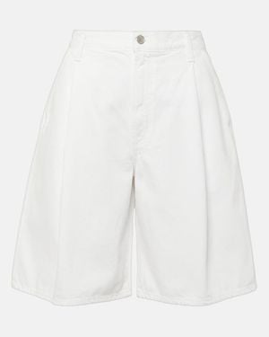 Agolde Ellis Mid-Rise Denim Bermuda Shorts - White