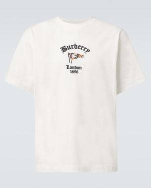Burberry Bedrucktes T-Shirt Aus Baumwoll-Jersey - Weiß