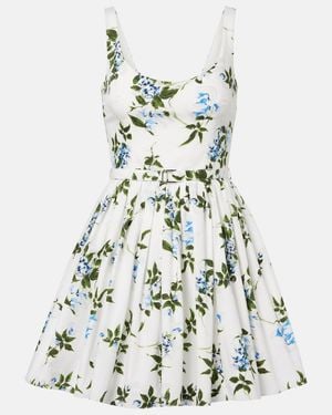 Emilia Wickstead Eglantine Floral Belted Cotton Minidress - White