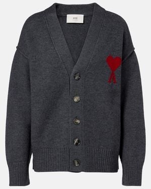 Ami Paris Cardigan Ami De Cour Aus Schurwolle - Schwarz