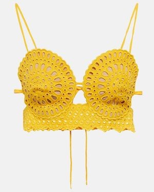 Stella McCartney Broderie Anglaise Crop Top - Yellow