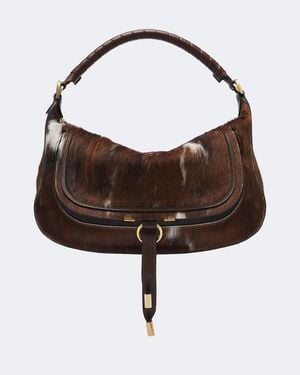 Chloé Marcie Medium Calf Hair Shoulder Bag - Brown