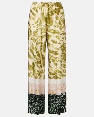 Dries Van Noten Printed Wide-Leg Pants - Metallic