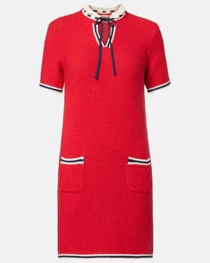Valentino Cotton And Wool Minidress - Red