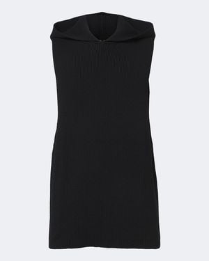 Rick Owens Geripptes Tanktop Aus Schurwolle Mit Kapuze - Schwarz