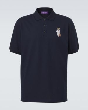 Ralph Lauren Embroidered Cotton And Cashmere Polo Shirt - Blue