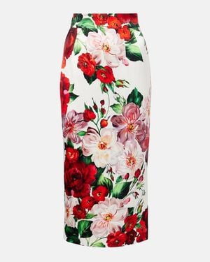 Dolce & Gabbana Floral Longuette Skirt - Red