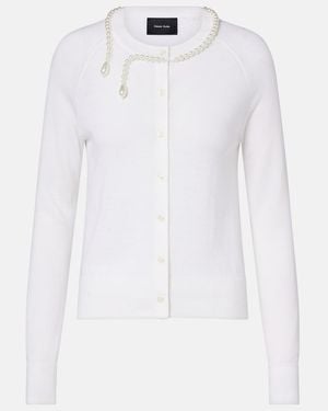 Simone Rocha Cardigan De Lana Y Seda Con Perlas Sinteticas - Blanco