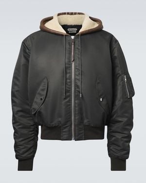 JW Anderson Hooded Shearling-Trimmed Bomber Jacket - Black