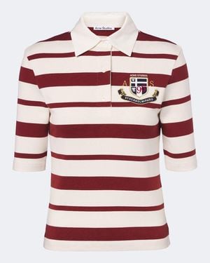 Acne Studios Striped Cotton-Blend Jersey Polo Shirt - Red