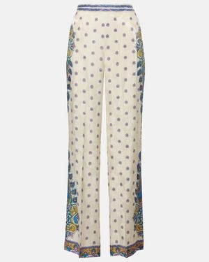 Etro Trousers With Medallion Motif - Natural