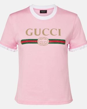 Gucci T-Shirt Aus Baumwolljersey Mit Print, Größe - Pink