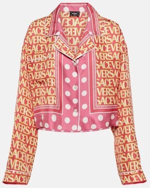 Versace Allover Cropped Long-Sleeved Shirt - Red