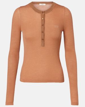 Chloé Henley-Top Aus Wolle - Blau