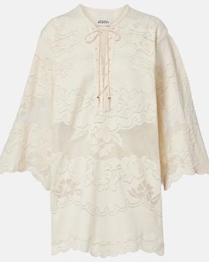 Isabel Marant Solara Embroidered Cotton-Blend Minidress - Natural