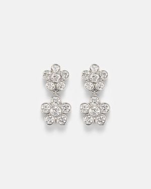 Ileana Makri Pendientes Blossom Daisy Duo De Oro Blanco De 18 Ct Con Diamantes