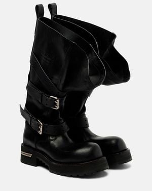 Balenciaga Venom Leather Combat Boots - Black